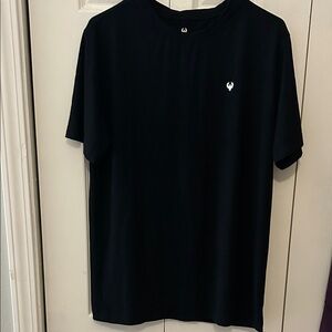 Men's Short Sleeve Crew Neck T-Shirt in Black with Subtle Chest Emblem